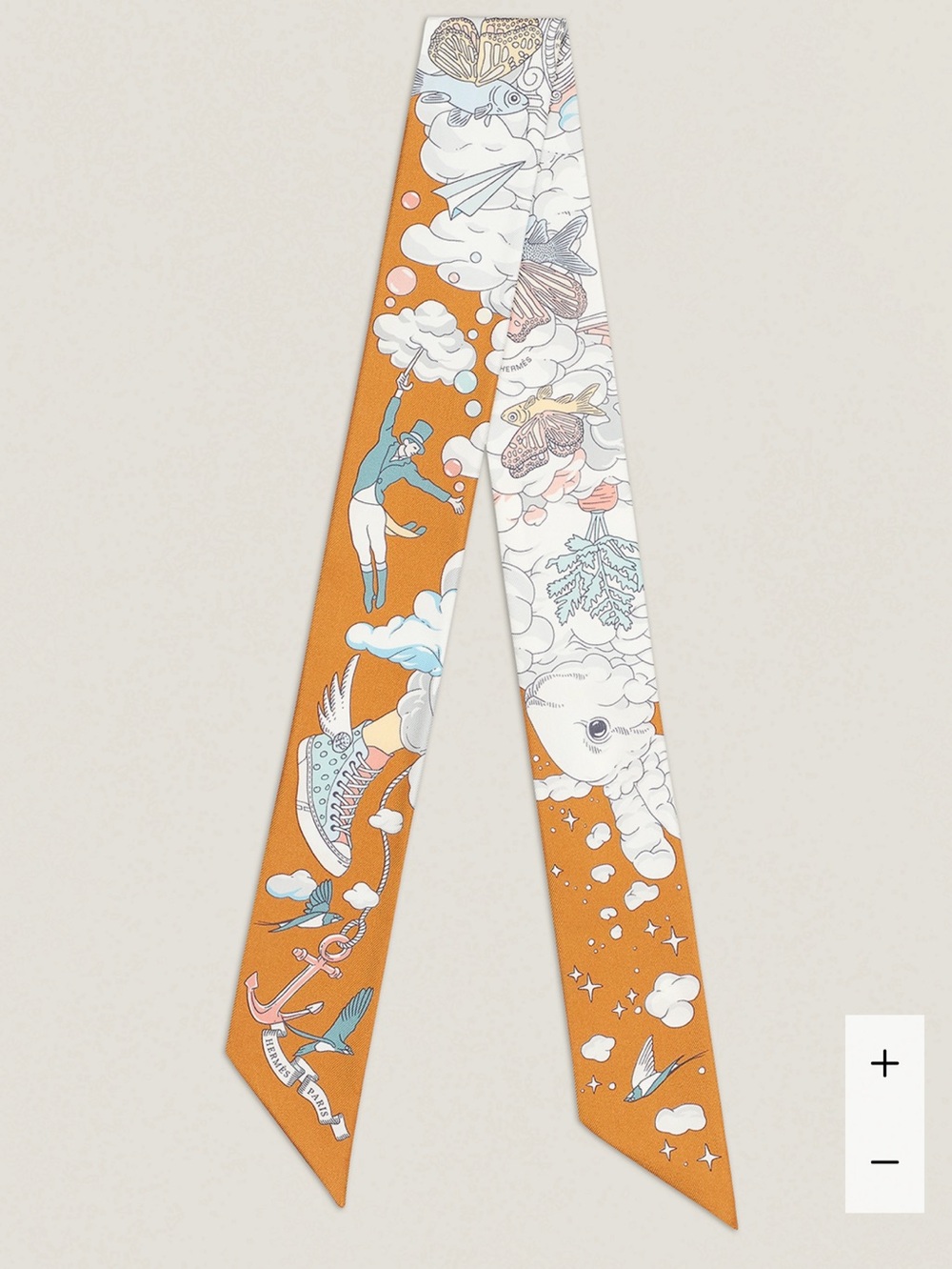 Hermes. Sur Mon Orange Slim Twilly Scarf